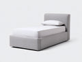 Camas individuales tapizadas en tejido texturizado 210x105x110 cm gris claro con cabecero acolchado estilo moderno para dormitorio