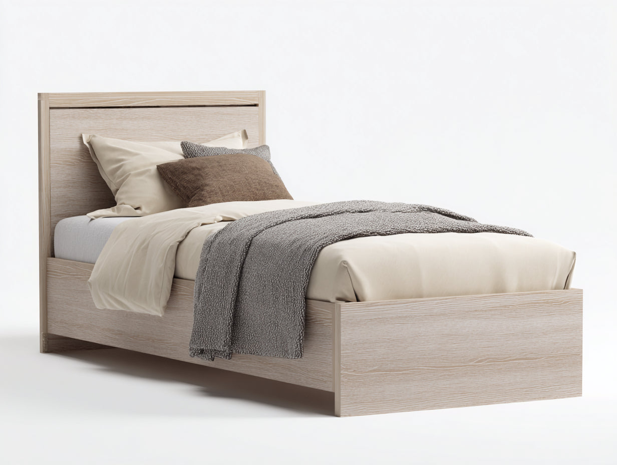 Camas individuales de madera 205x98x105 cm - roble claro - diseño moderno para dormitorio
