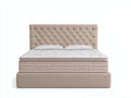 Camas dobles tapizadas de tela 210x165x115 cm - beige - cabecero capitoné para dormitorio