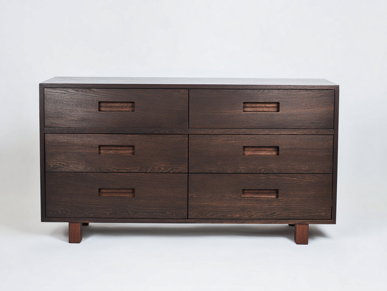 Cómodas de madera con 6 cajones 130x45x78 cm - nogal oscuro - diseño moderno para dormitorio