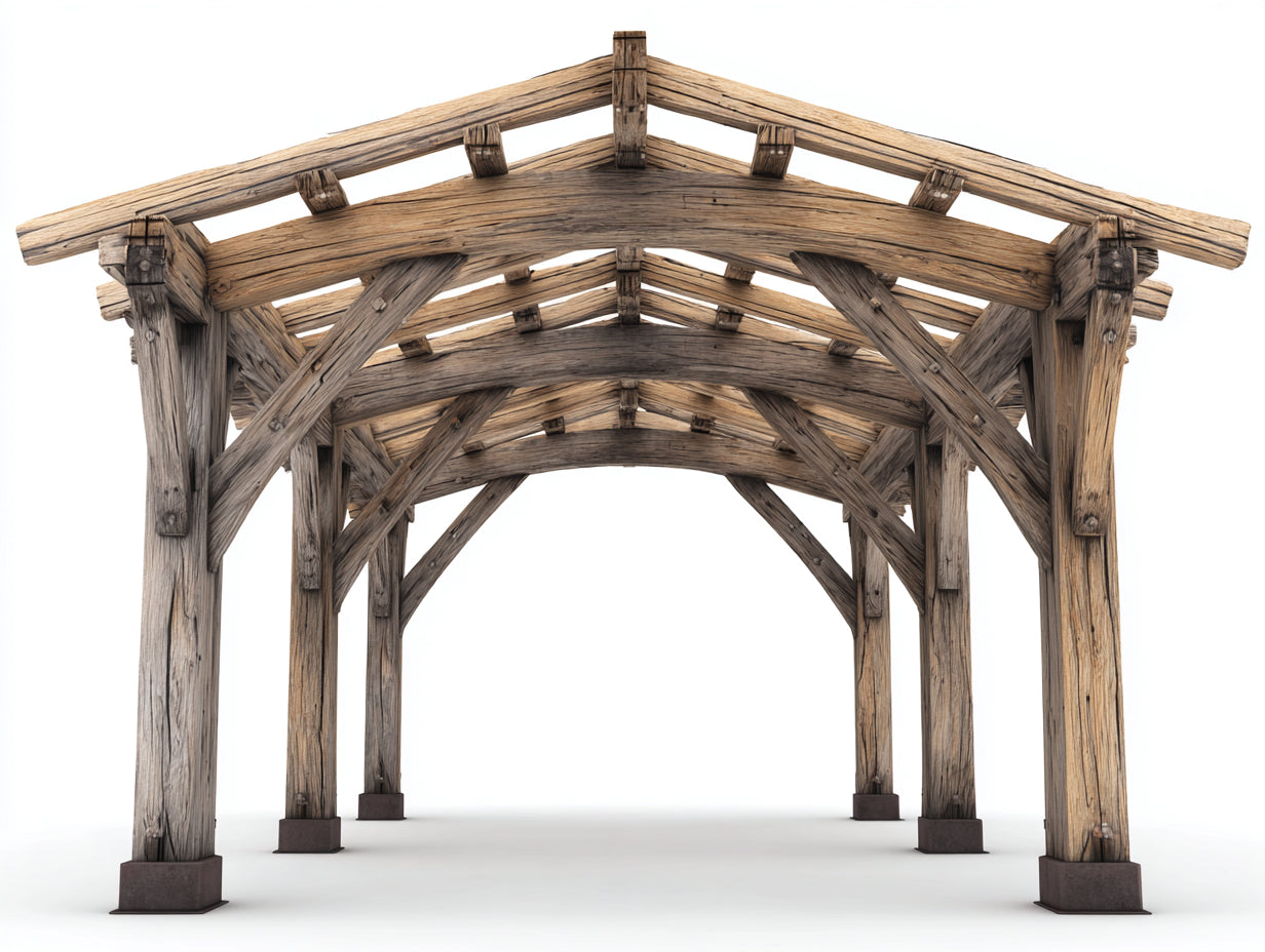 Pérgola de jardín de madera 400x300x280 cm - Marrón natural - Estructura rústica con techo abierto