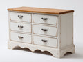 Cómodas de madera con 6 cajones 115x43x82 cm - blanco envejecido y madera natural - estilo rústico