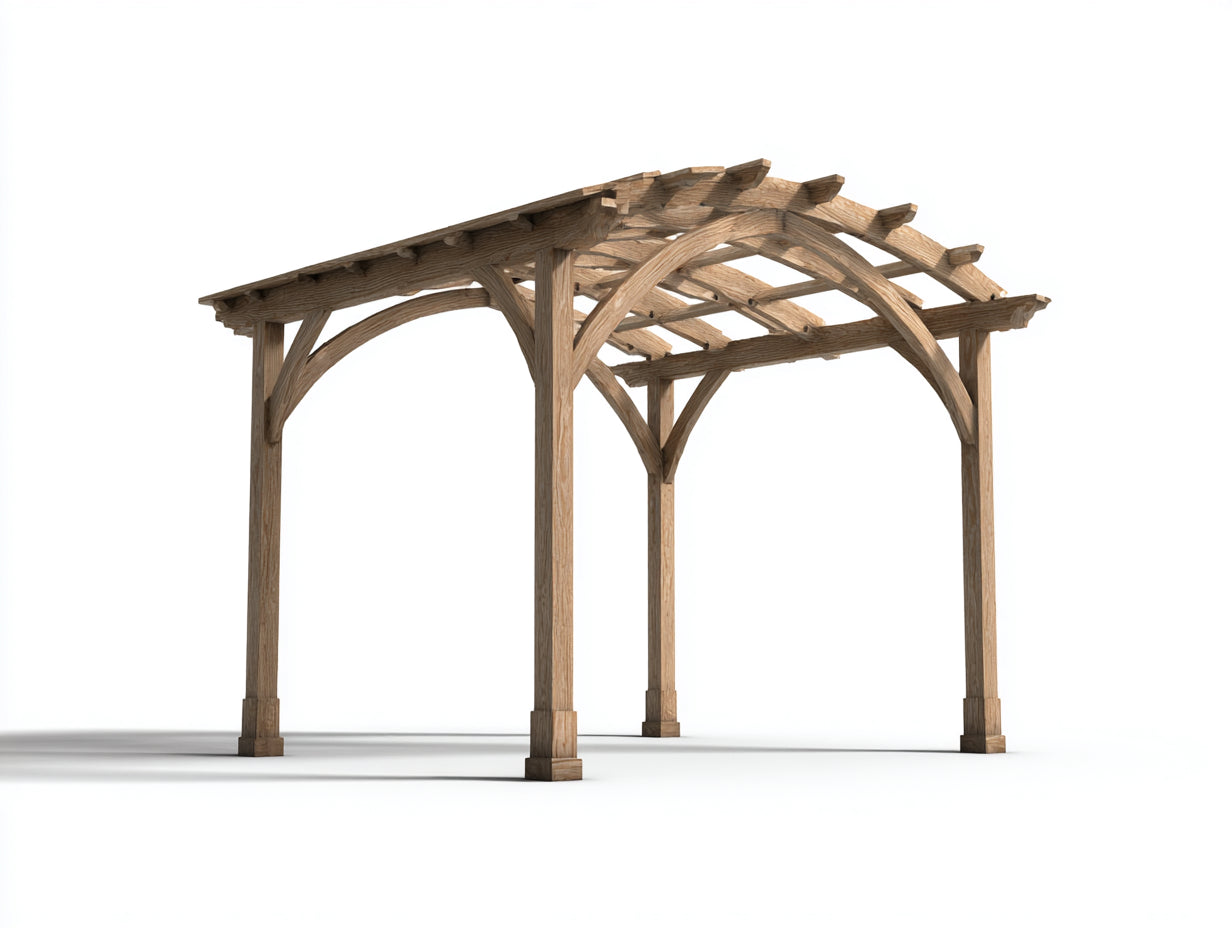 Pérgola de jardín de madera maciza 300x250x240 cm - natural - estructura arqueada con techo de listones