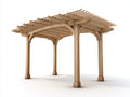 Pérgola de jardín de madera 350x300x260 cm - Madera natural - Cubierta abierta de lamas y diseño clásico