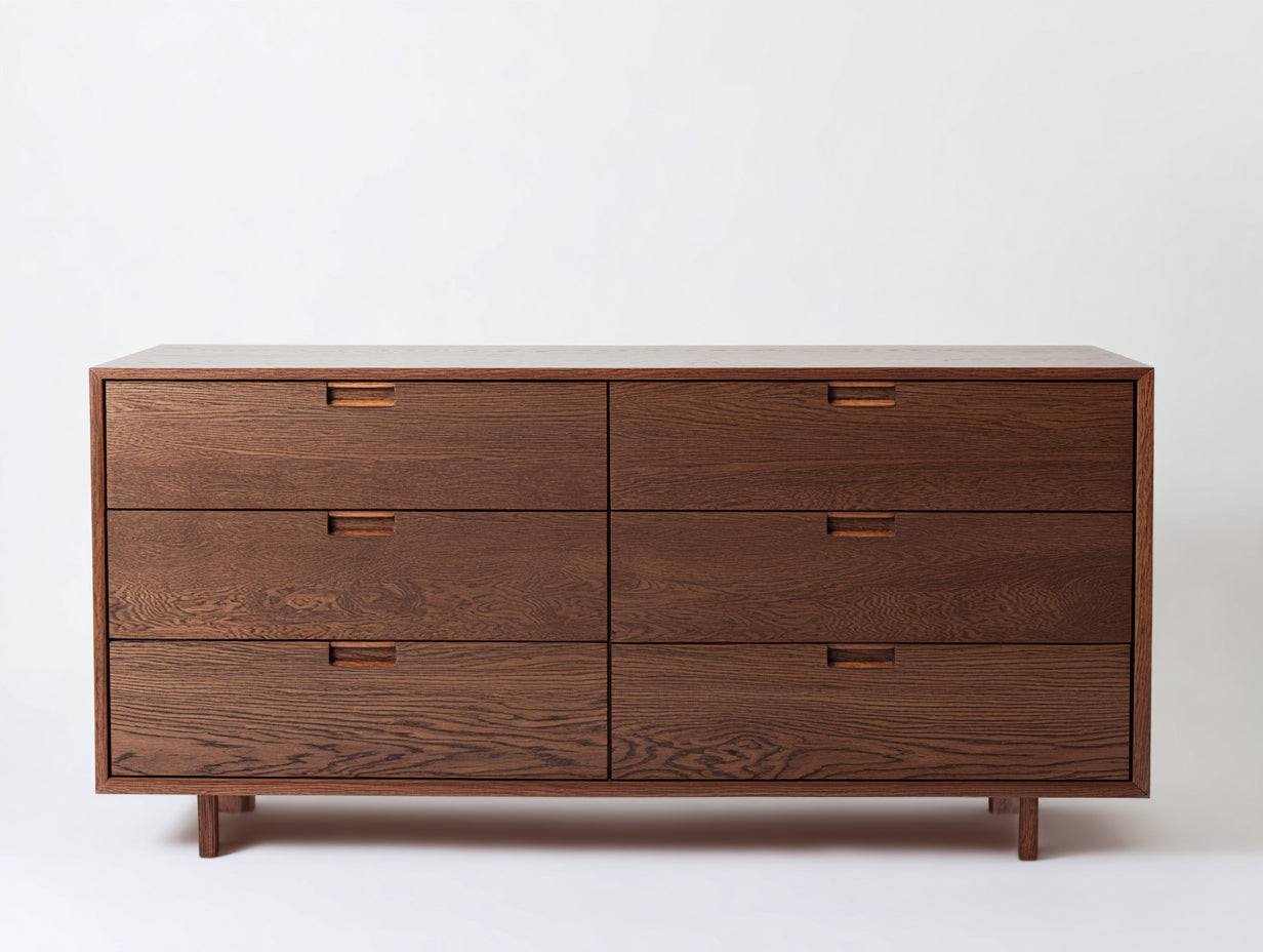 Cómodas de madera 160x45x85 cm - Marrón oscuro - 6 cajones y diseño moderno