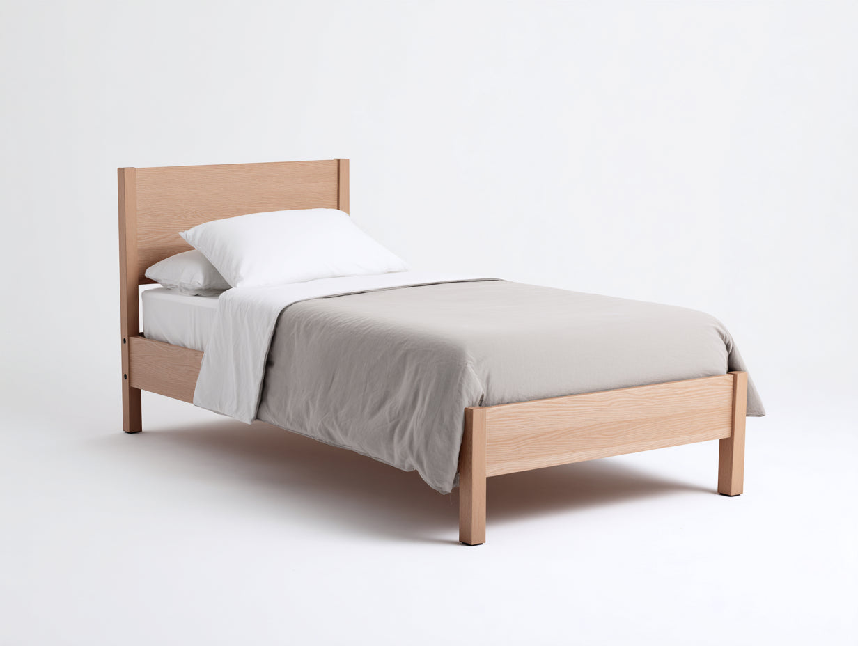 Camas individuales de madera 205x98x96 cm - roble claro - diseño moderno para dormitorio