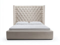 Camas dobles tapizada 215x190x155 cm - beige - cabecero alto capitoné para dormitorio