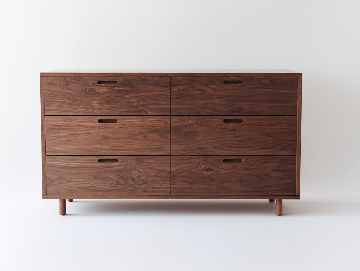 Cómodas con 6 cajones madera de ingeniería 150x45x80 cm - nogal-negro - para dormitorio