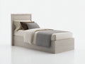 Camas individuales madera efecto roble 205 x 105 x 115 cm - Roble claro y beige - Cabecero tapizado moderno