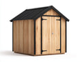Casetas de jardín de madera 180x150x210 cm marrón natural y negro con tejado a dos aguas estilo rústico para exterior