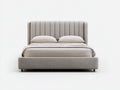 Camas dobles tapizado de tela 210 x 170 x 115 cm - Beige - Cabecero acanalado moderno