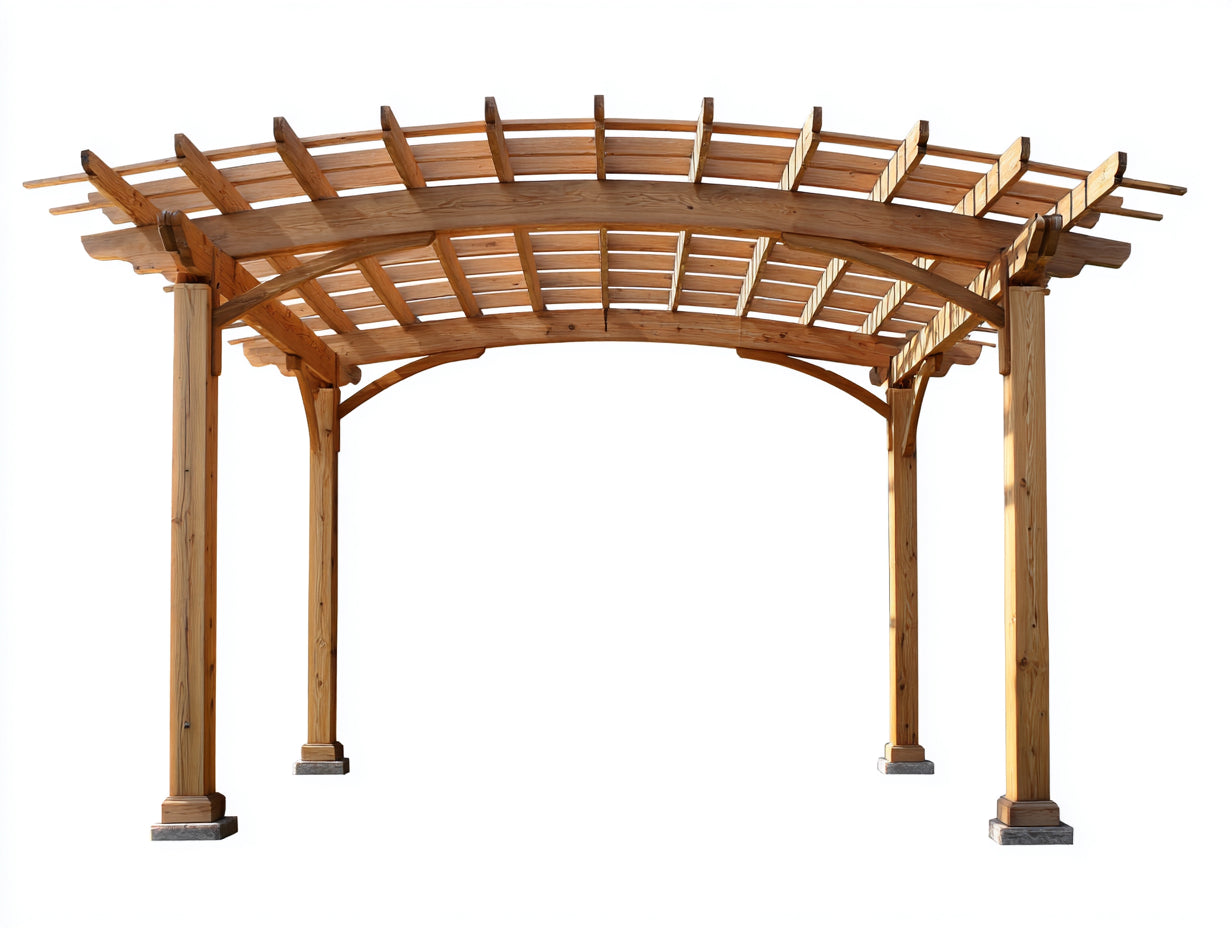 Pérgolas de jardín de madera arqueada estructura exterior 400x250x260 cm - madera natural - para exterior