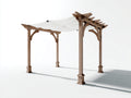 Pérgola de jardín de madera 300x300x260 cm - Marrón y blanco - Cubierta textil y diseño clásico