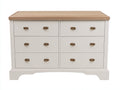 Cómodas madera 120 x 45 x 82 cm - Blanco crema y roble natural - 6 cajones estilo clásico